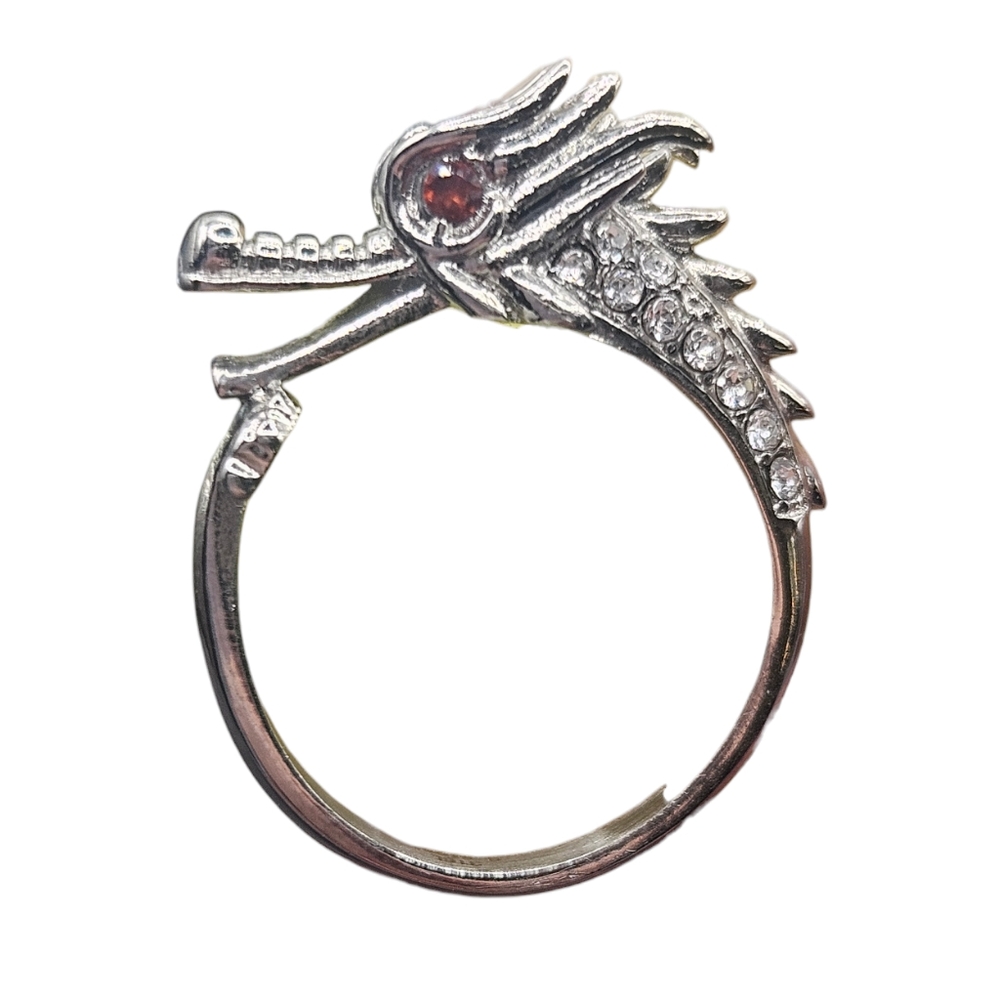 Garnet and Crystal Dragon Ring